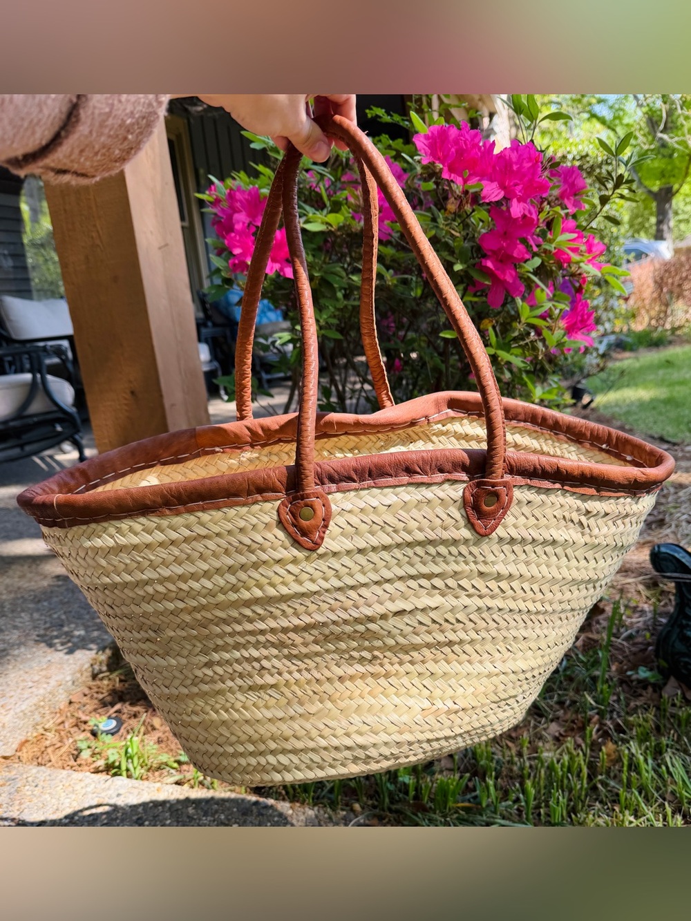 Leather & Straw Market Tote